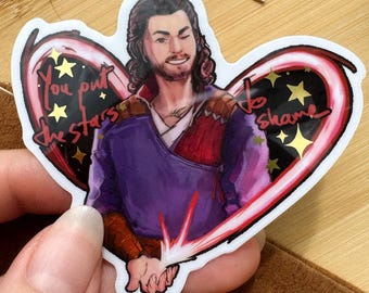 Gale Baldur's Gate 3 Vinyl Aufkleber, Romantisches Zitat, Goldfolien Sterne