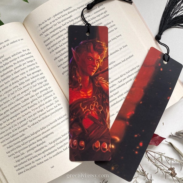 BG3 Karlach bookmark, double sided matte handmade book mark