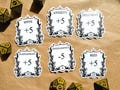 DND stat block stickers, funny D&D stats, Spite, Anxiety, Delusion, Overthinking, Intelligence and Rizz ttrpg vinyl stickers, dnd gift product logo