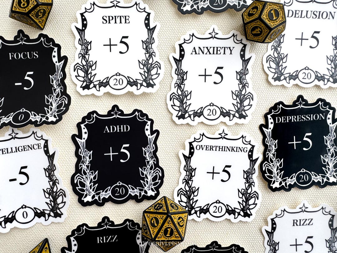 DND Stat Block Stickers, Funny D&D Stats, Self-deprecating Jokes ...