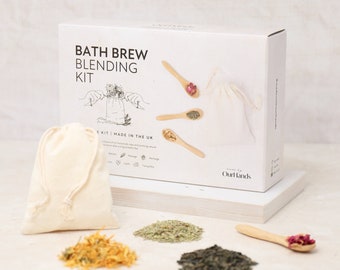 bath brew kit - make your own diy relaxing bath tea or bath soak with natural botanicals and recipe book