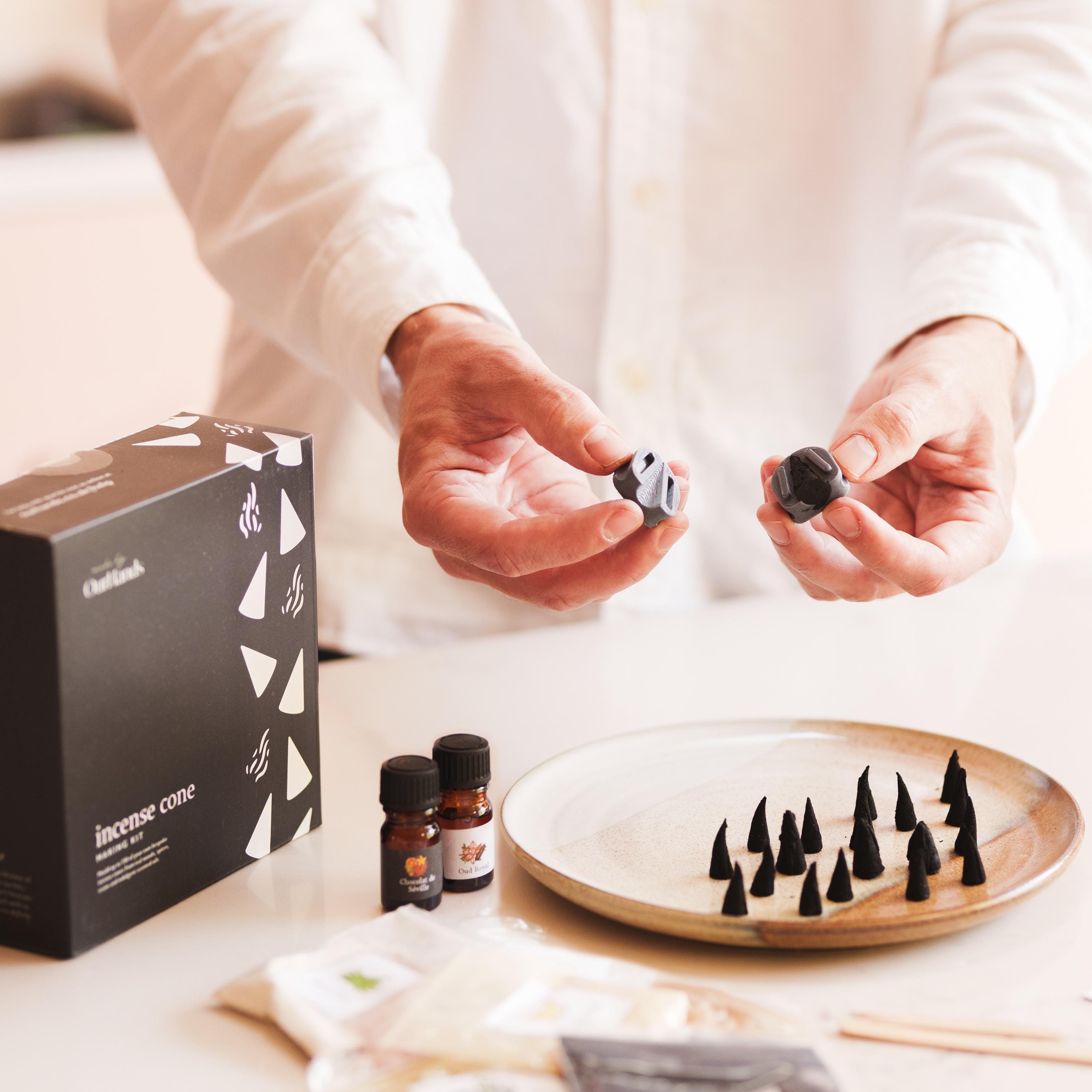 Incense Cone Kit - Craft 120 Incense Cones at Home - Includes 8 Recipes, Natural Ingredients, Fragrances, 3D-Printed Cone Mould