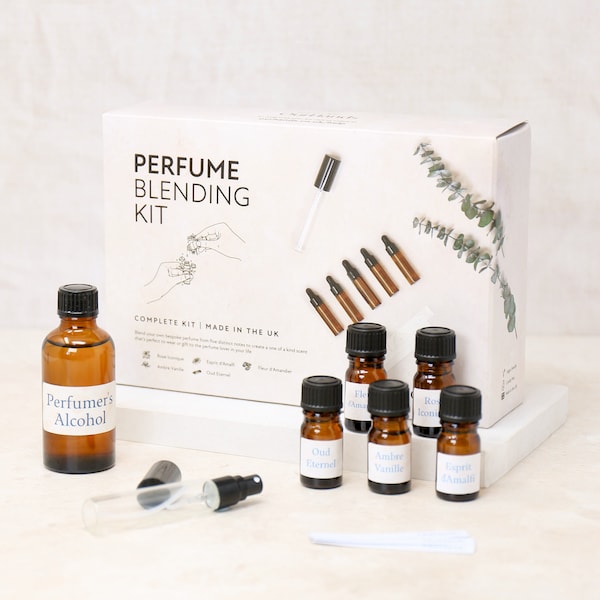 perfume blending kit - diy make your own perfume with fragrance oils and glass bottle