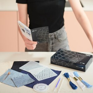 Sashiko Repair Kit - Learn the Art of Traditional Japanese Embroidery - DIY Visible Mending Kit with Needle, Thread, and Instructions