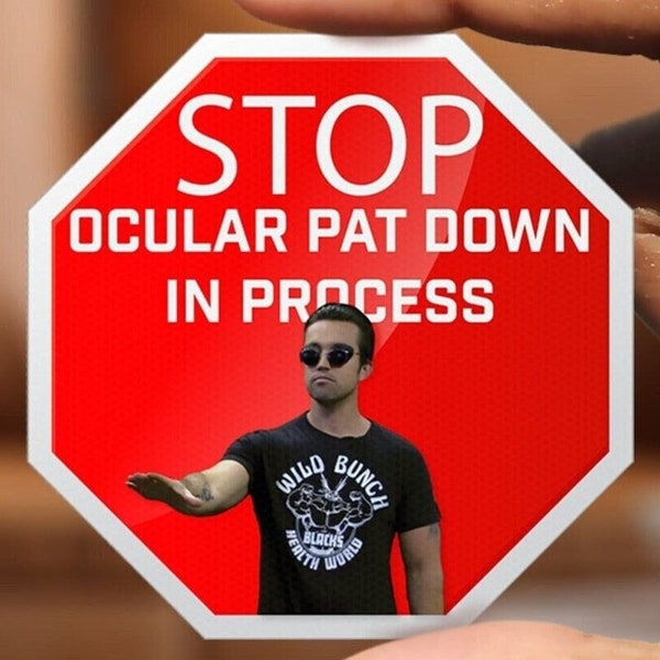 Mac Ocular Pat Down Stop Sign Sticker, It's Always Sunny in Philadelphia Stickers, IASIP Merch