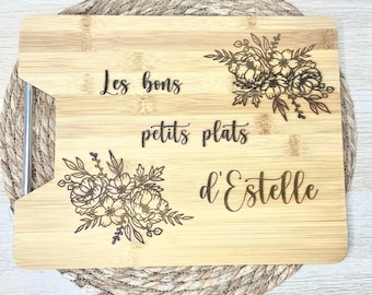 Planche à découper personnalisé, planche à découper prénom, planche apéro, idée cadeau, planche apéro motifs fleurs