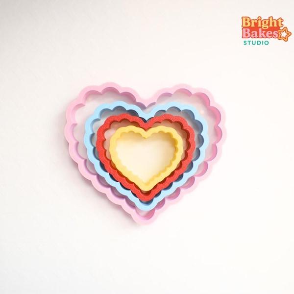 Koekjesvorm met geschulpt hart: 3D-geprint PLA, meerdere maten