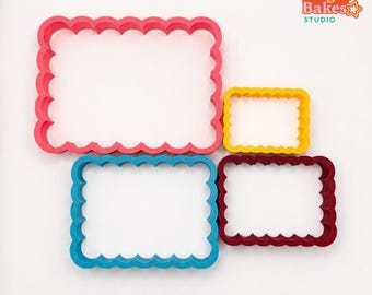 Scalloped Rectangle Cookie Cutter: 3D Printed PLA, Baking & Clay