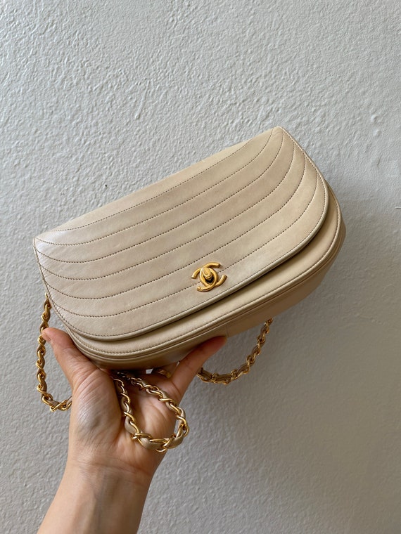 Authenticated Vintage Chanel 24K Gold Crescent Bag - Etsy Authenticated Vintage Chanel 24K Gold Crescent Bag - Etsy