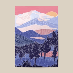 Mountains at Sunset, Art Print