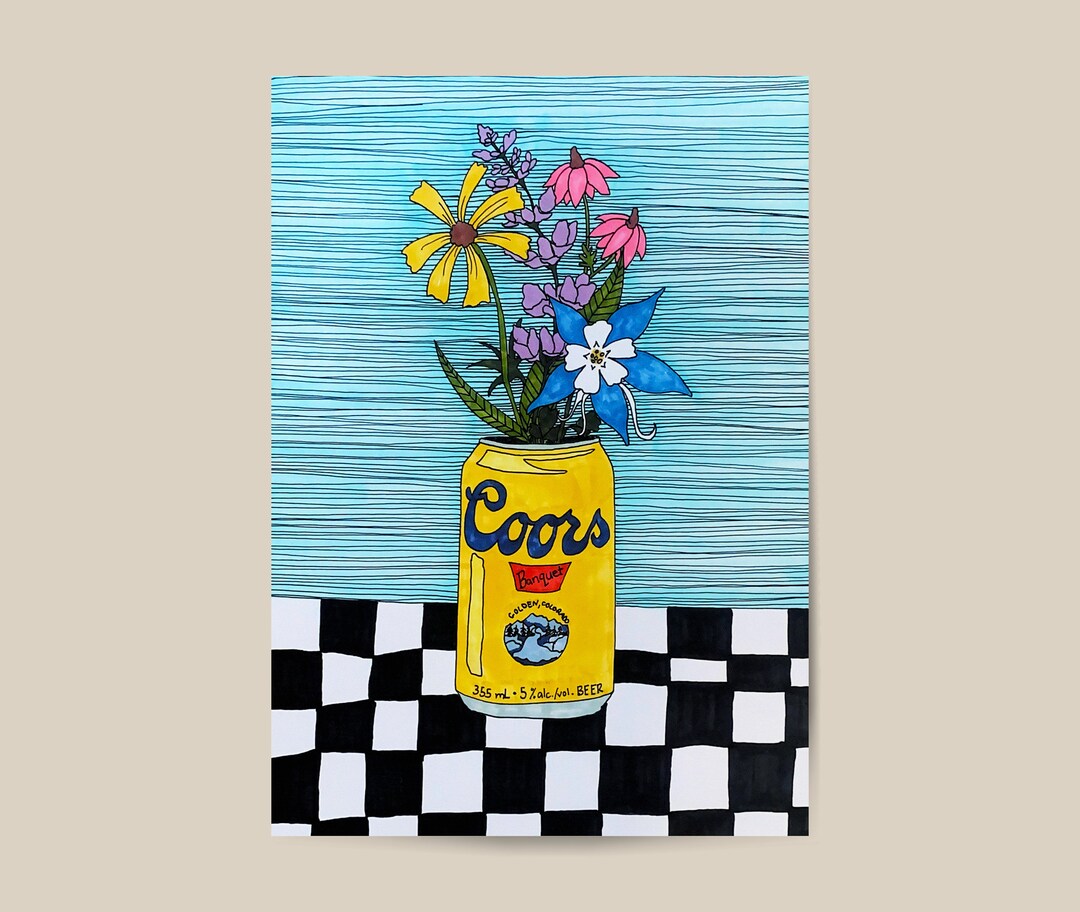 Coors Banquet Flower Bouquet Art Print Etsy