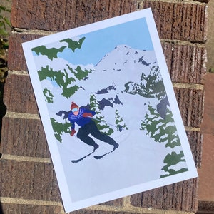 Vintage Skier in the Woods, Art Print
