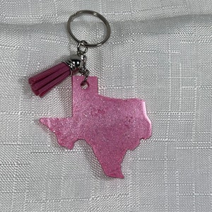 Pink Glitter Texas Keychain