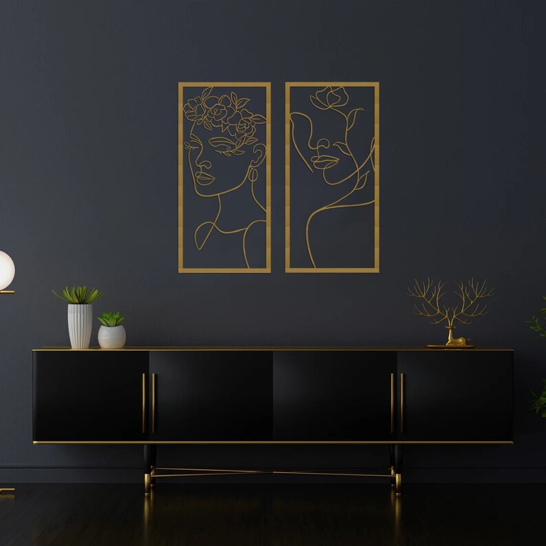 Female Wall Art Set Home Minimal Wall Art Above Bed Decor Etsy
