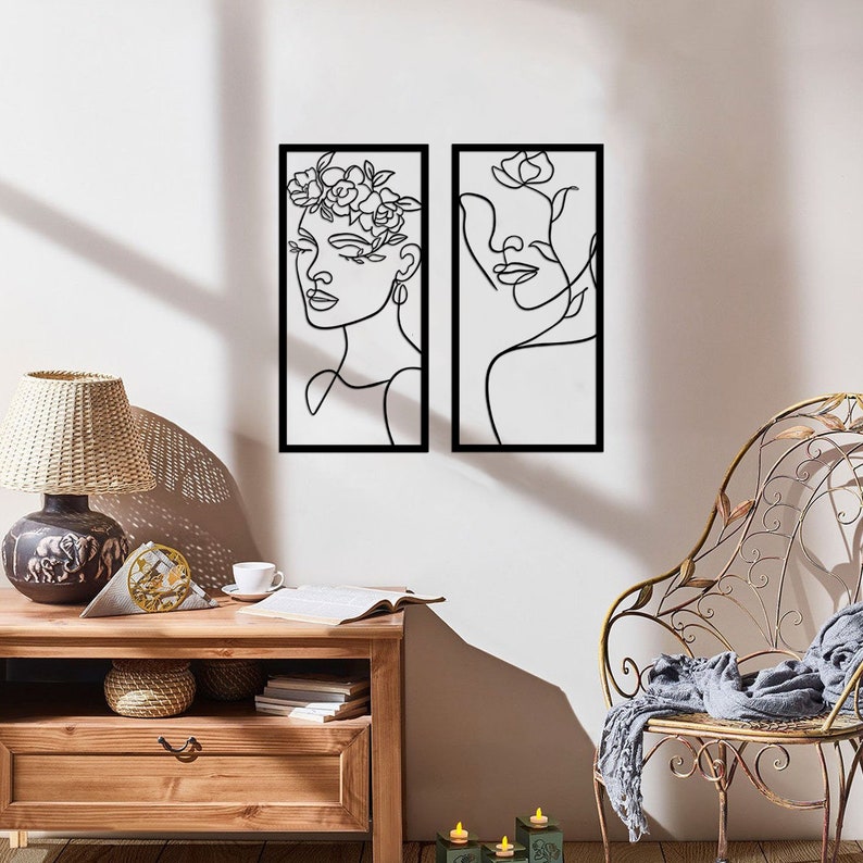 Female Wall Art Set Home Minimal Wall Art Above Bed Decor Etsy