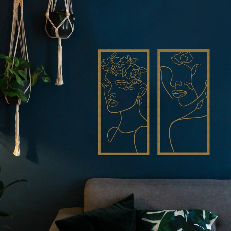 Female Wall Art Set Home Minimal Wall Art Above Bed Decor Etsy