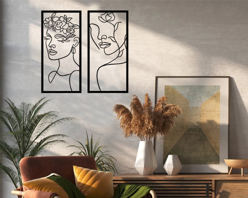 Female Wall Art Set Home Minimal Wall Art Above Bed Decor Etsy