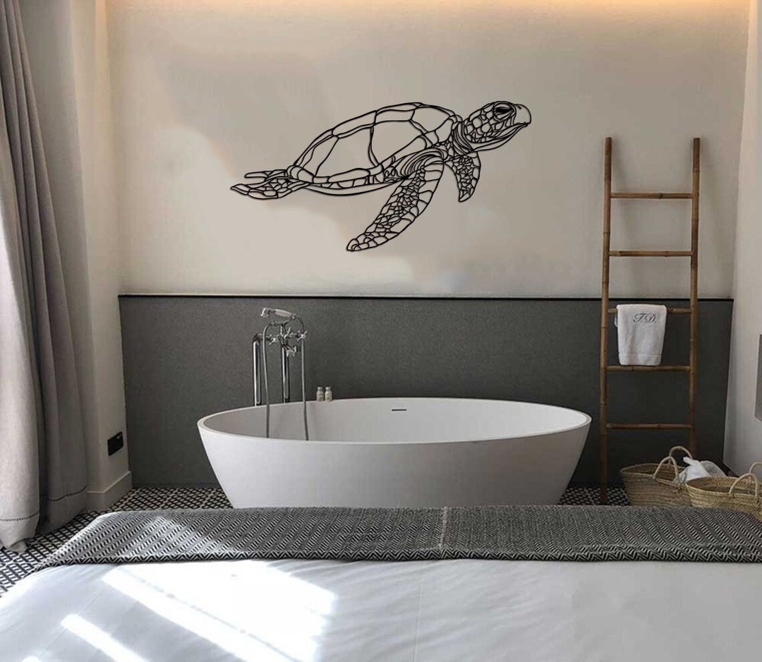 Turtle Metal Wall Decor, Bathroom Wall Decor, Metal Wall Art