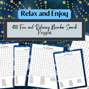 400 leuke en ontspannende cijferpuzzels, afdrukbare pdf-download, winterrand, cijferspelletjes