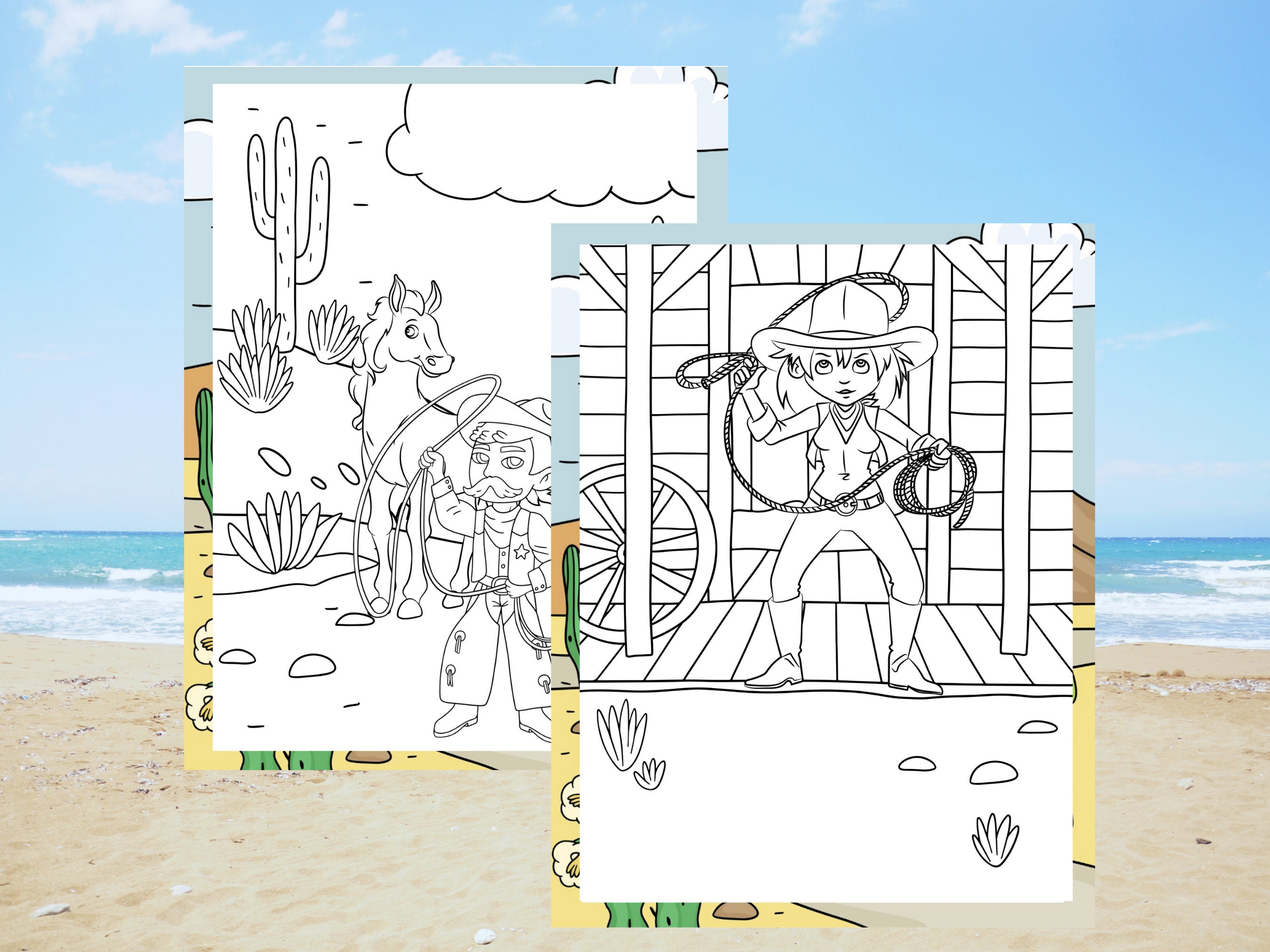 Western Coloring Pages and Dot to Dot Digital Download Pack, Cowboys ...