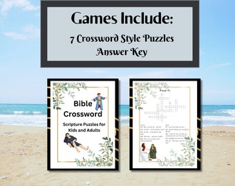 Bible Crossword Style Puzzle Digital Download Scripture Games for Kids and Adults, Christian Educational Activities, Travel Friendly