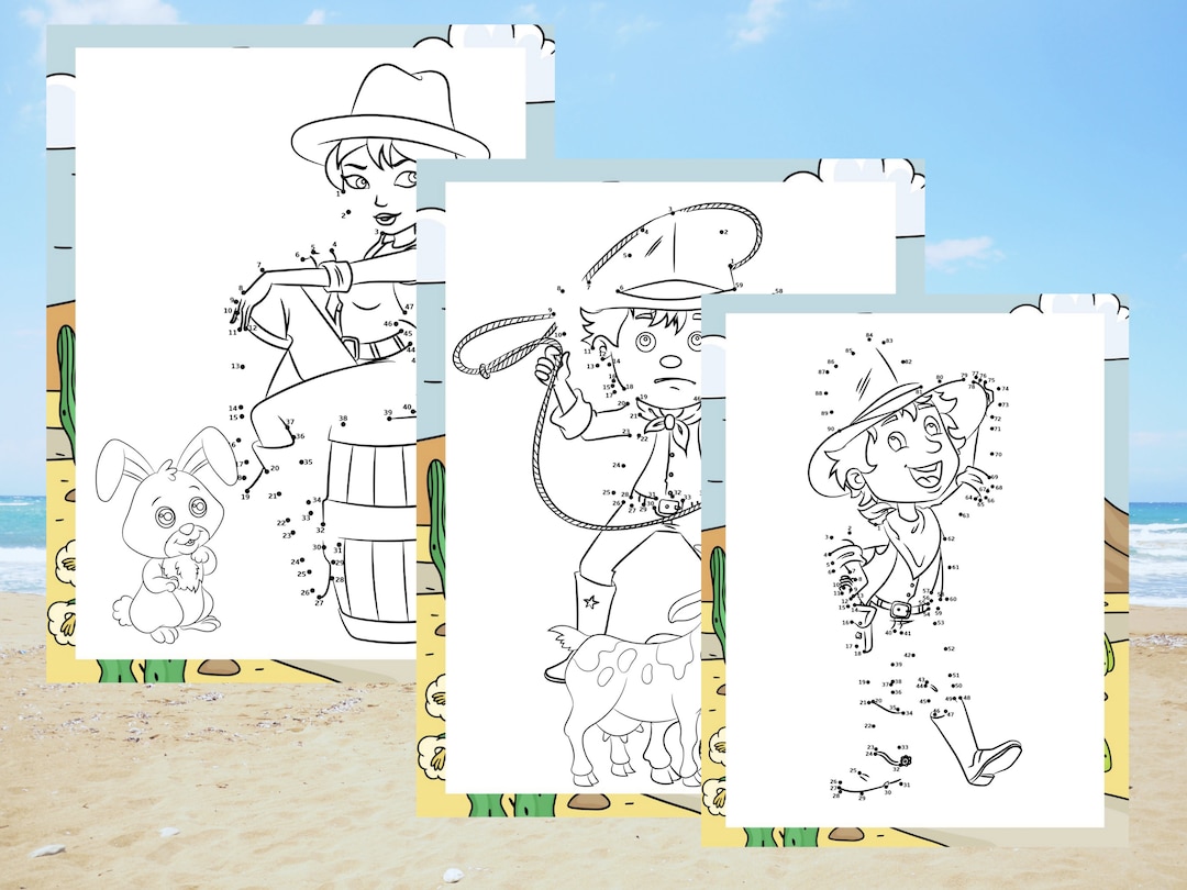 Western Coloring Pages and Dot to Dot Digital Download Pack, Cowboys ...