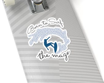 Surfing Maze Kiss-Cut Stickers | Perfect for Water Sports Lovers | Laptop, Water Bottle, Car Decor, Gifts for Surfers, Beach Vibes