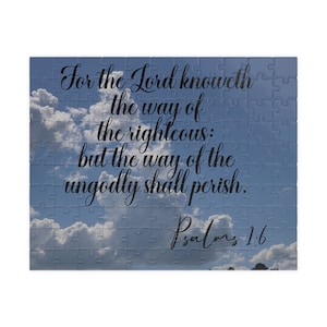May include: A blue sky with white clouds and a black text overlay that reads "For the Lord knoweth the way of the righteous: but the way of the ungodly shall perish. Psalms 1:6"