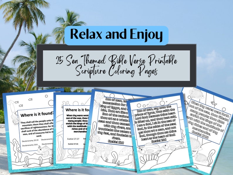 Seashell Scriptures 25 Sea Themed Bible Verse Printable Scripture Coloring Pages and 5 ...