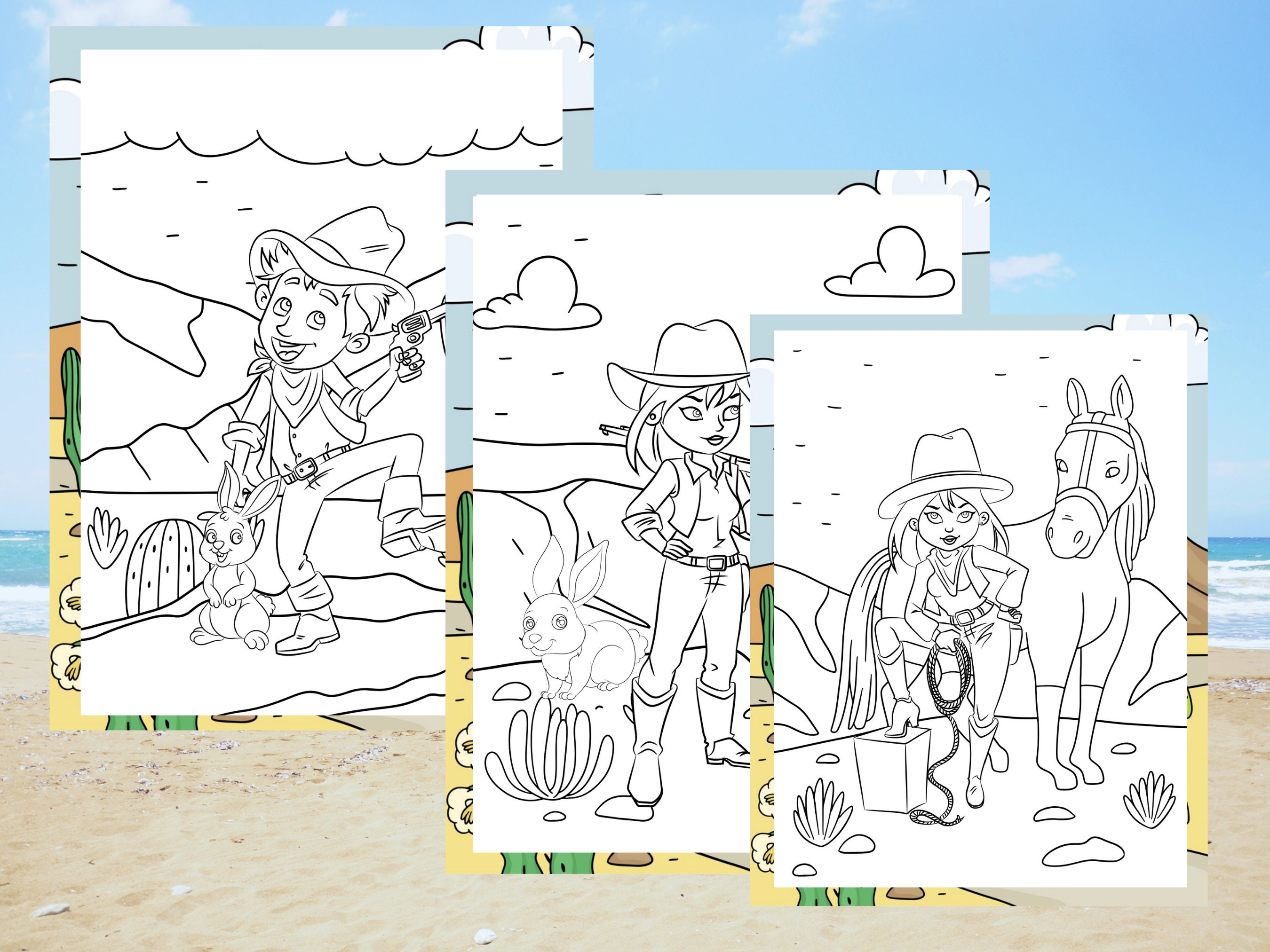 Western Coloring Pages and Dot to Dot Digital Download Pack, Cowboys ...