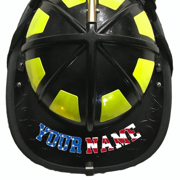 Firefighter Helmet Firefighter Helmet Decal - USA Flag Style Reflective Firefighter Helmet Name Decal