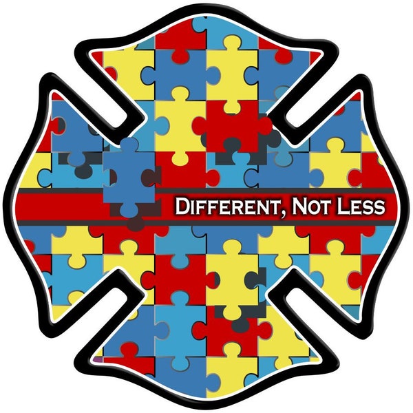 Firefighter Decal Autism Support Different not less decal 9519