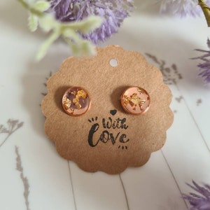 Ear studs rose gold with gold leaf