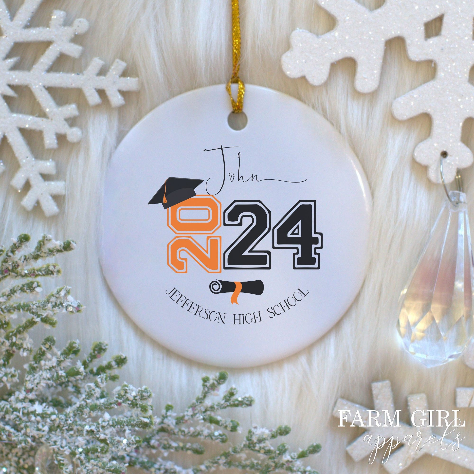 Class of 2024 Graduation Ornament, Personalized Class of 2024 Christmas