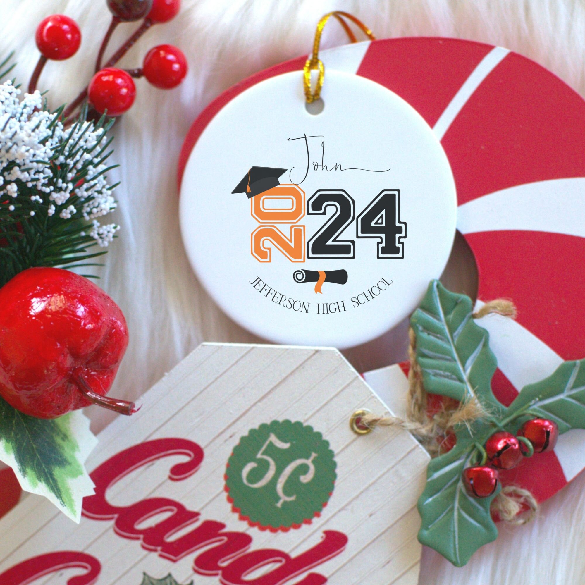 Class of 2024 Graduation Ornament, Personalized Class of 2024 Christmas