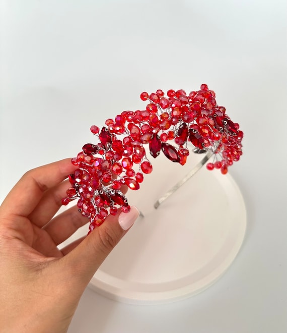 red bridal headpieces