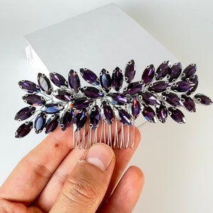 Purple Crystal Bridal Hair Jewelry Wedding Comb Dark Purple Bridal Hair Piece Hair Accessories Prom Hair Clip Purple Bridesmaid Jewelry Gift
