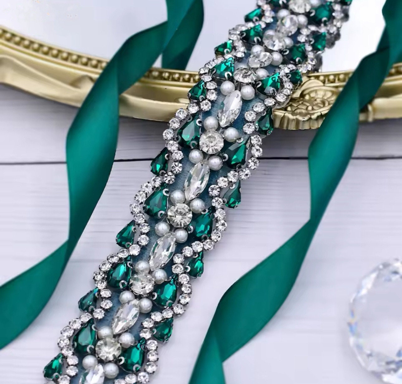 Emerald Green Pearl Bridal Sash Belt Crystal Wedding Accessories Belt  Bridesmaids Belt Green Wedding Dress Belt Emerald Bridal Shower Belt - Etsy