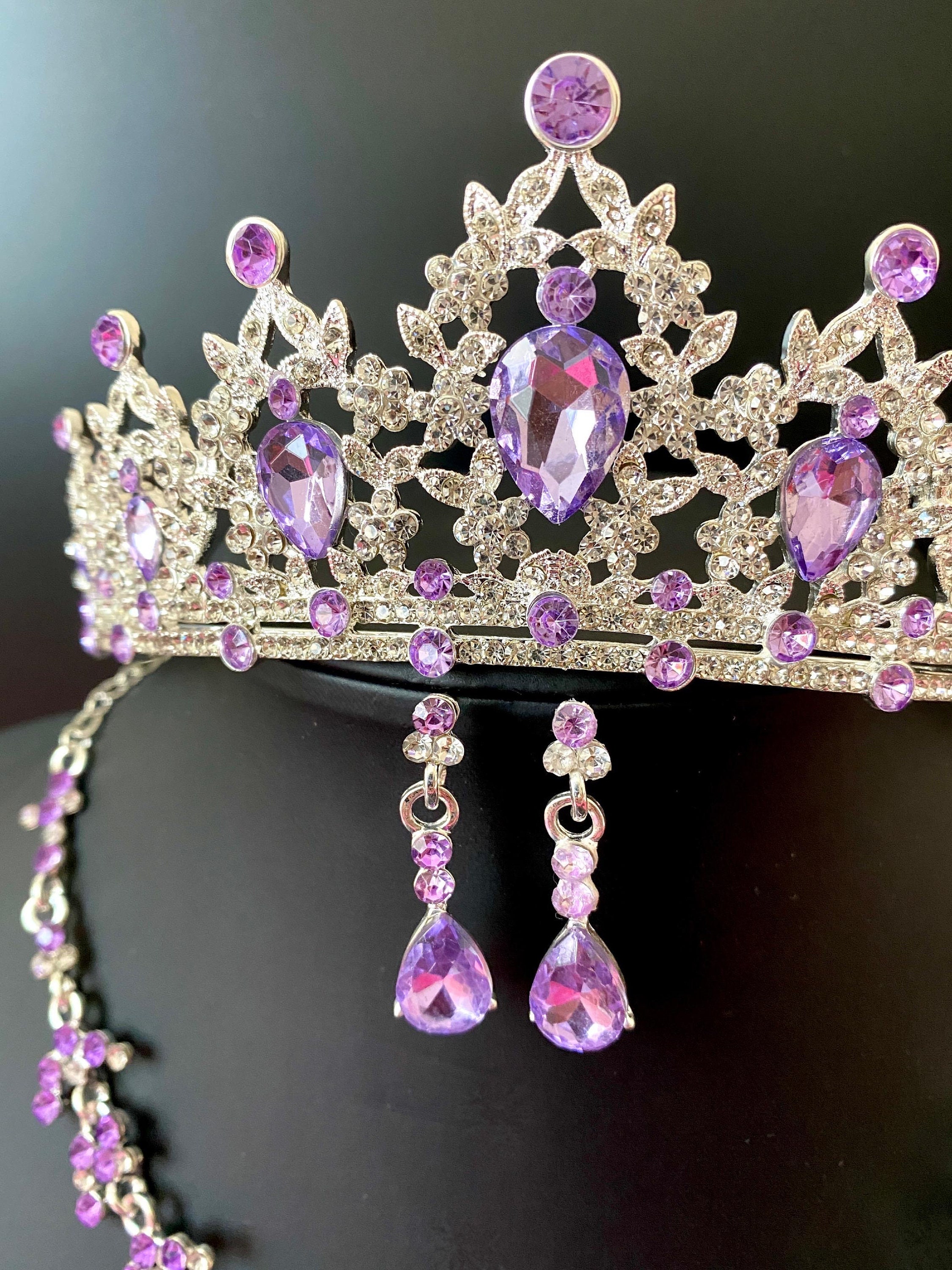 Minkissy Couronne En Cristal Violet Tiare Diadème Mariée Fille - Bijoux De Cheveux Mariage
