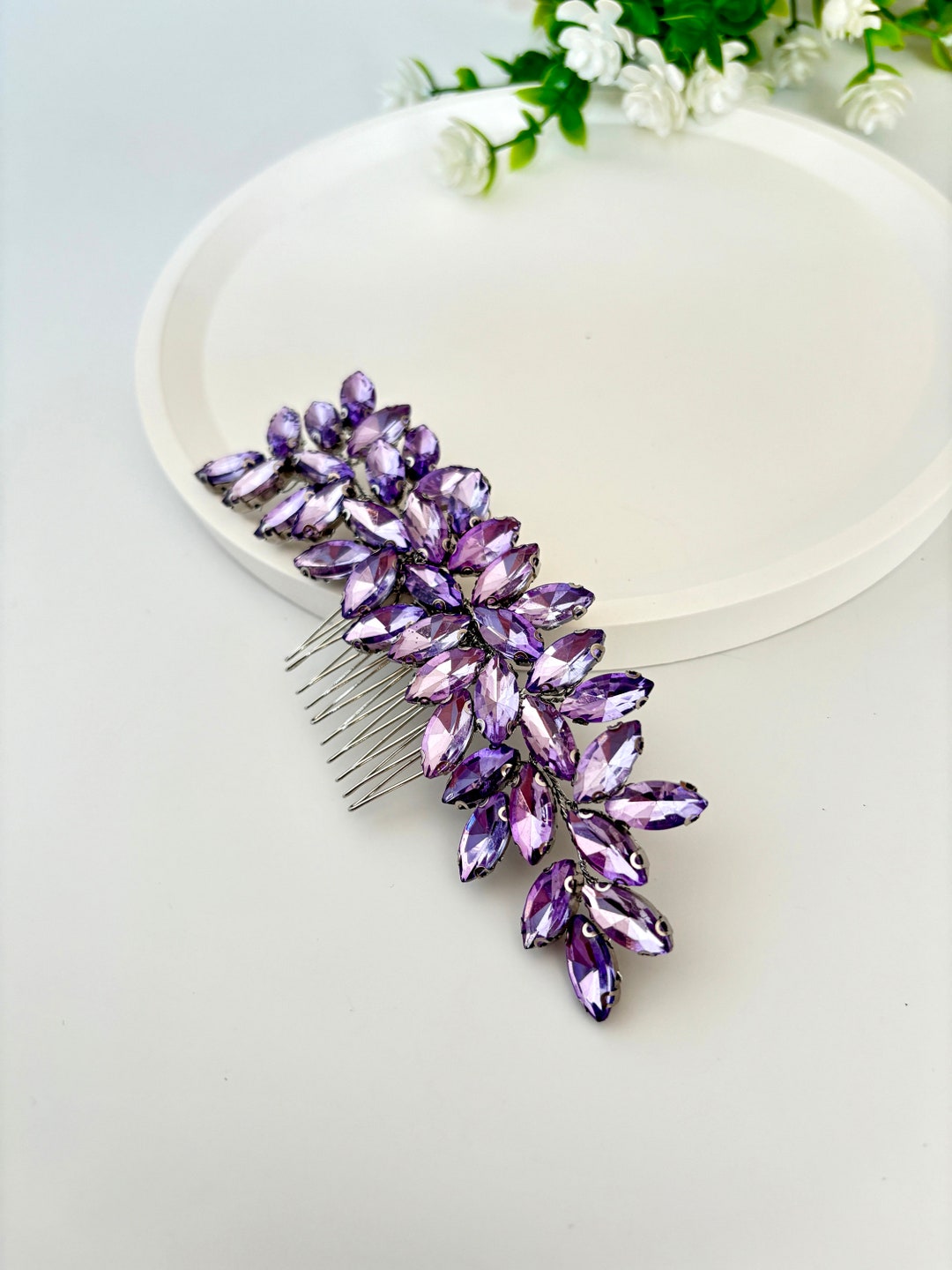 Purple Bridal Hair Comb Crystal Wedding Hair Jewelry Bridal Hair Piece ...