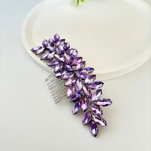 Purple Bridal Hair Comb Crystal Wedding Hair Jewelry Bridal Hair Piece Hair Jewelry Purple Hair Accessories Bridal Prom Hair Clip Ornament