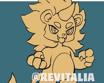Lineart peludo y base CatLion