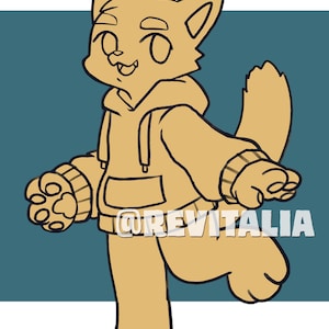 Furry Lineart & Base Fursona | Digital Download | DIY Character Design.