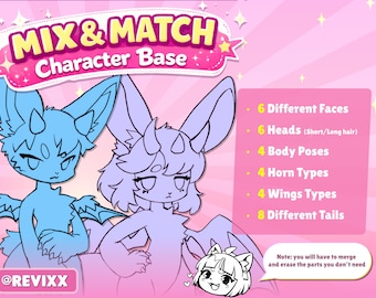 Furry Base Pack | Customizable OC Lineart Flat  (Digital Download)