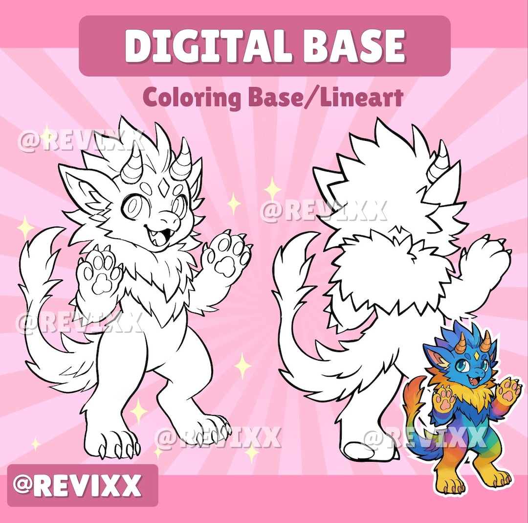 Furry Adoptable Base | Customizable OC Lineart Flat (digital Download ...