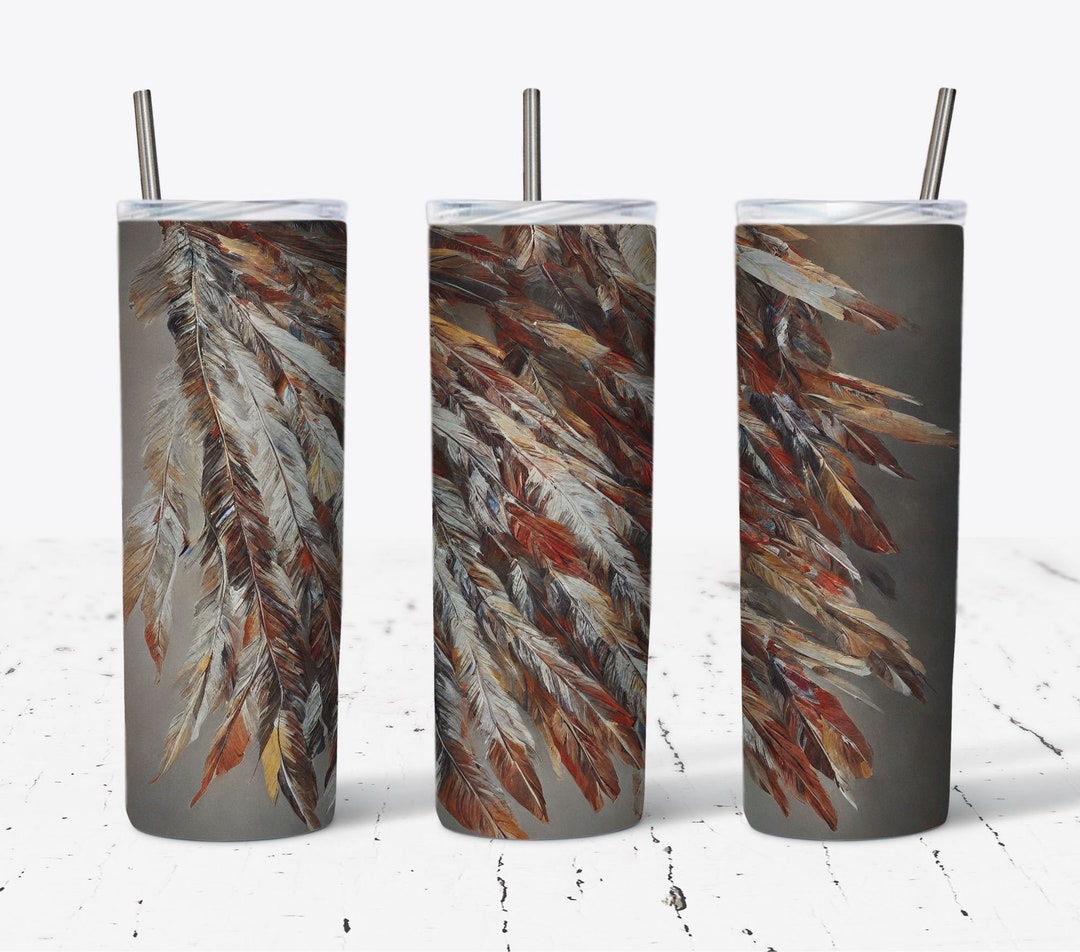 20oz Skinny Tumbler Native Feathers Sublimation Design Template