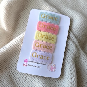 Pastel Felt fringe clips - Personalised - Summer Spring