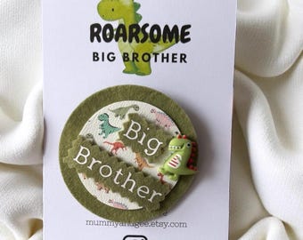 Dinosaur Big Brother Badge, New Baby Gift
