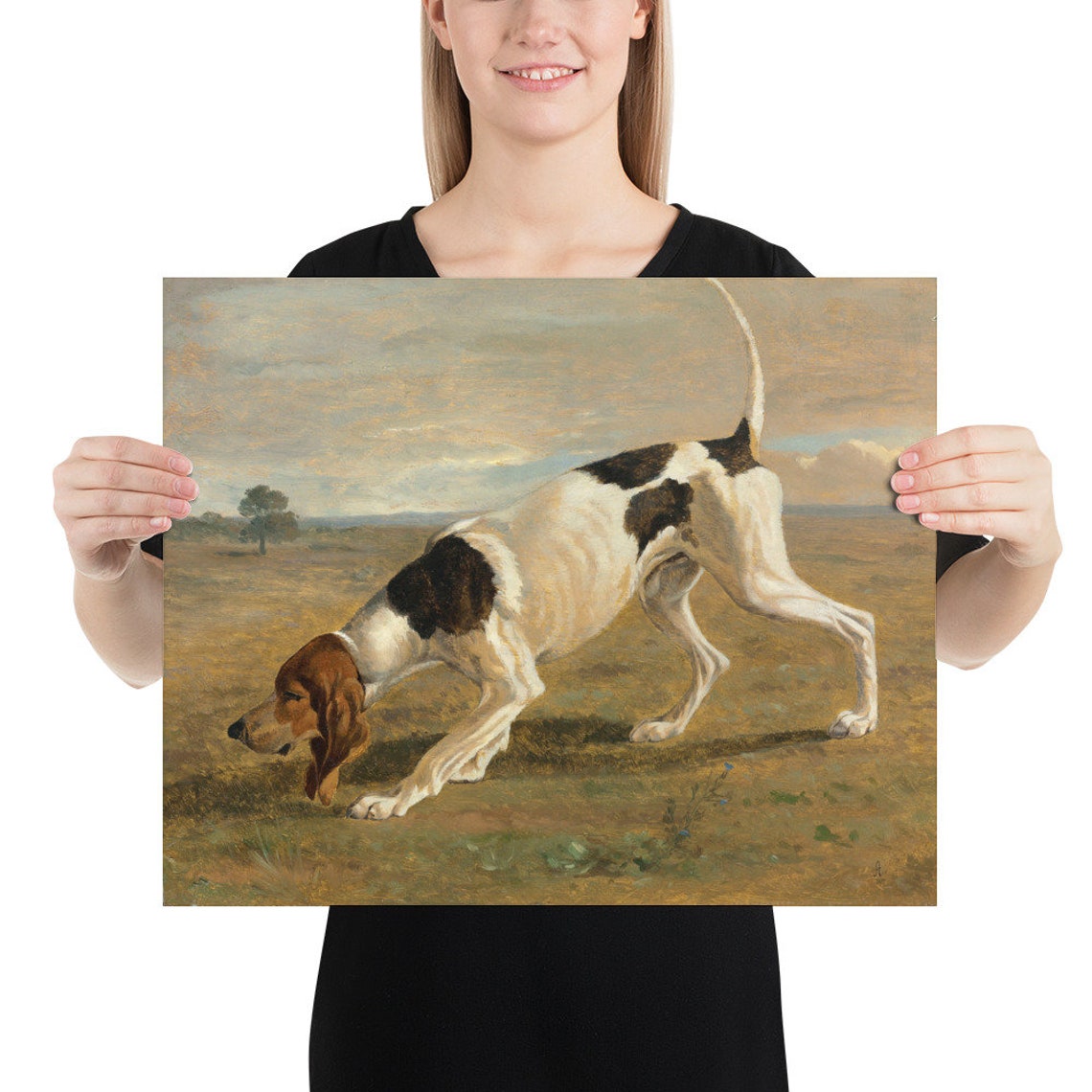 Vintage Hunting Dog Painting Print Fox Hunt Hound in Field Etsy