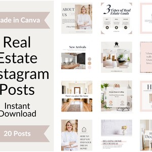 20 Aesthetic Real Estate Marketing Templates| Social Media Posts | Realtor Instagram Marketing | Realtor Bundle